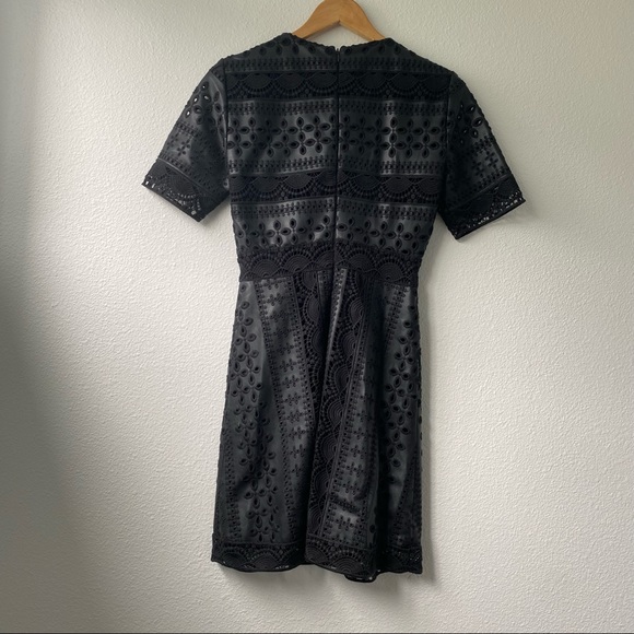 095. Zara Black Crochet Faux Leather Short Sleeve Dress - Picture 13 of 17